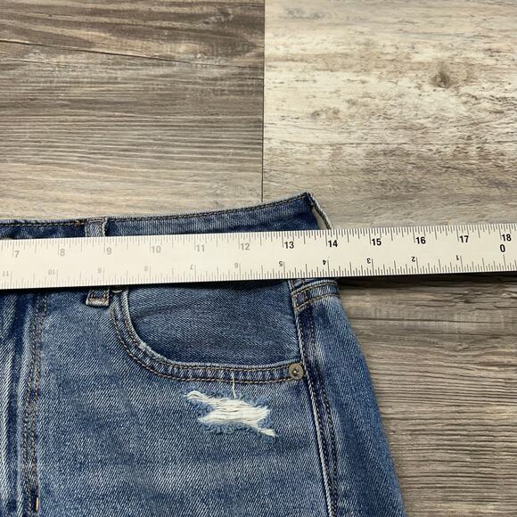 American Eagle Blue Womens 2 Comfort Stretch Hi Rise Straight Mid Wash Mom Jeans - Picture 6 of 12